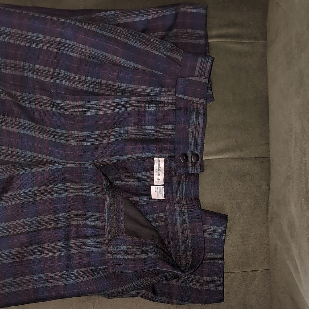 Blue and Purple Trousers with Classic Plaid Pattern